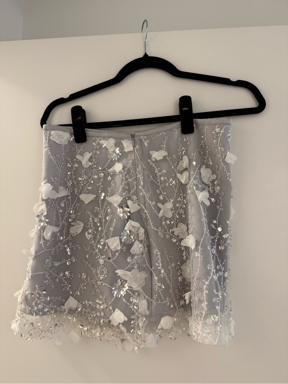 Zara Ivory Floral Appliqué Mini Skirt
